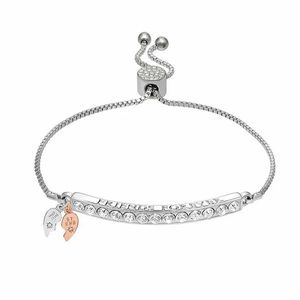 Brilliance Two-Tone "Friends Forever" Crystal Bar Bracelet